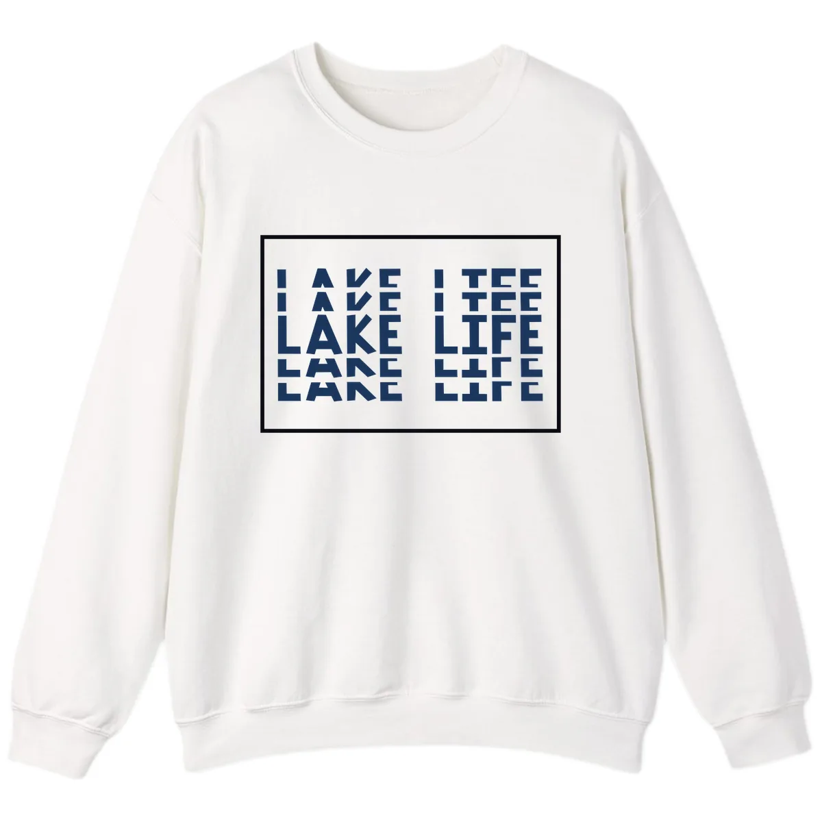 I Love Lake Life Typography Design Sweatshirt in White