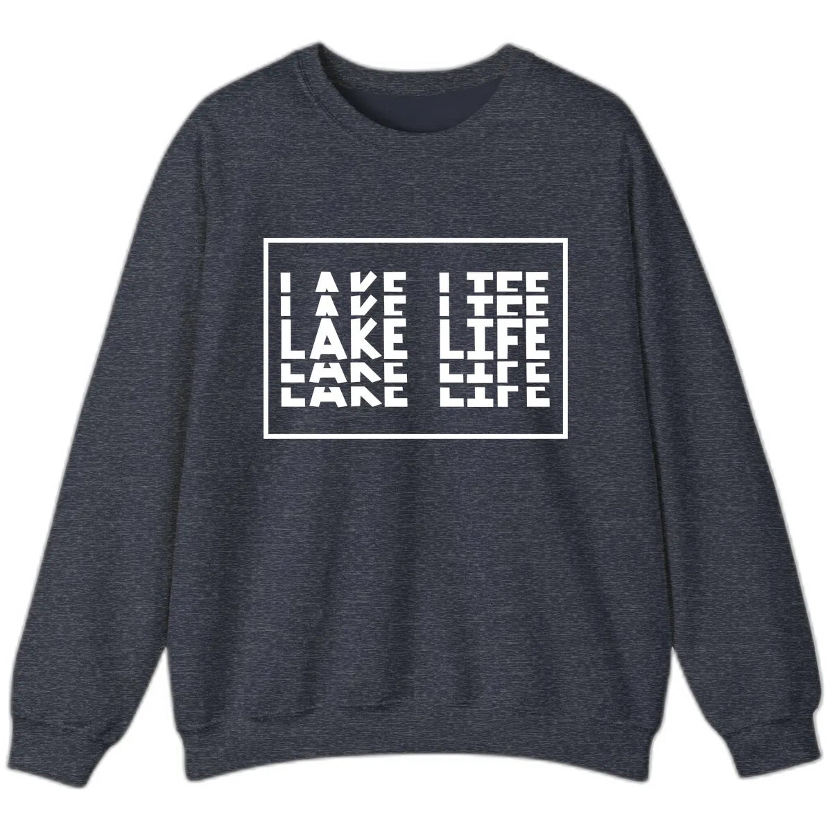 I Love Lake Life Typography Design Sweatshirt in Heather Sport Dark Navy