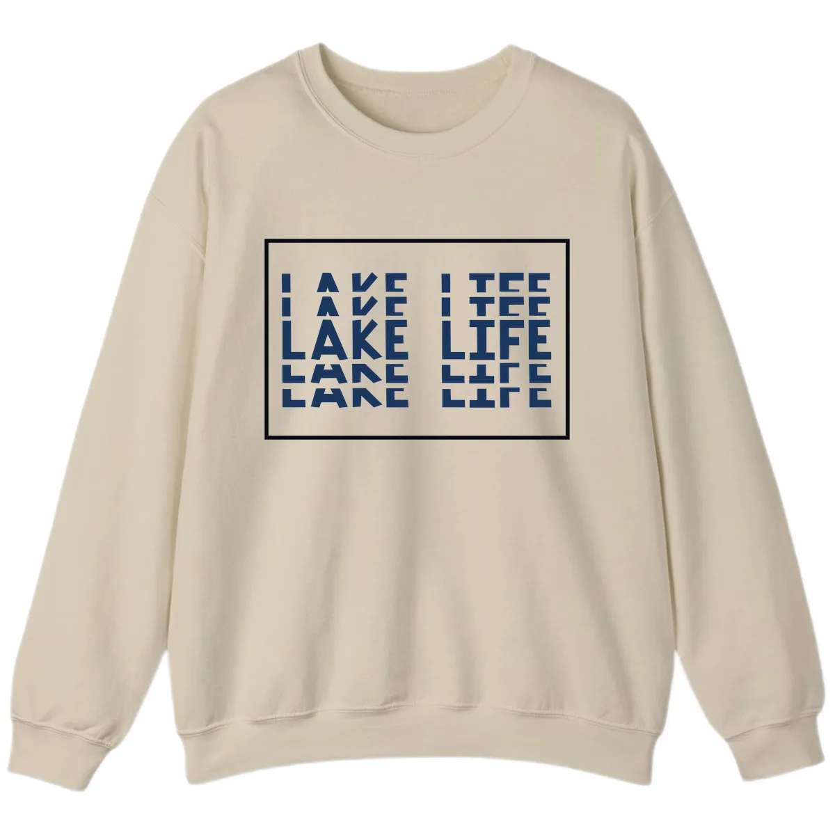 I Love Lake Life Typography Design Sweatshirt in Sand