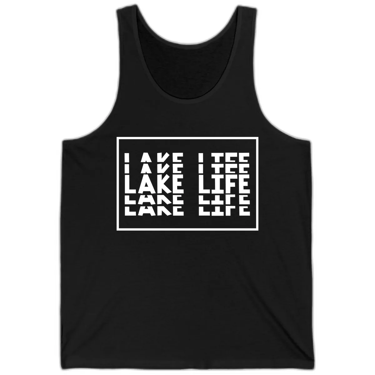 I Love Lake Life Typography Design Tank in Black
