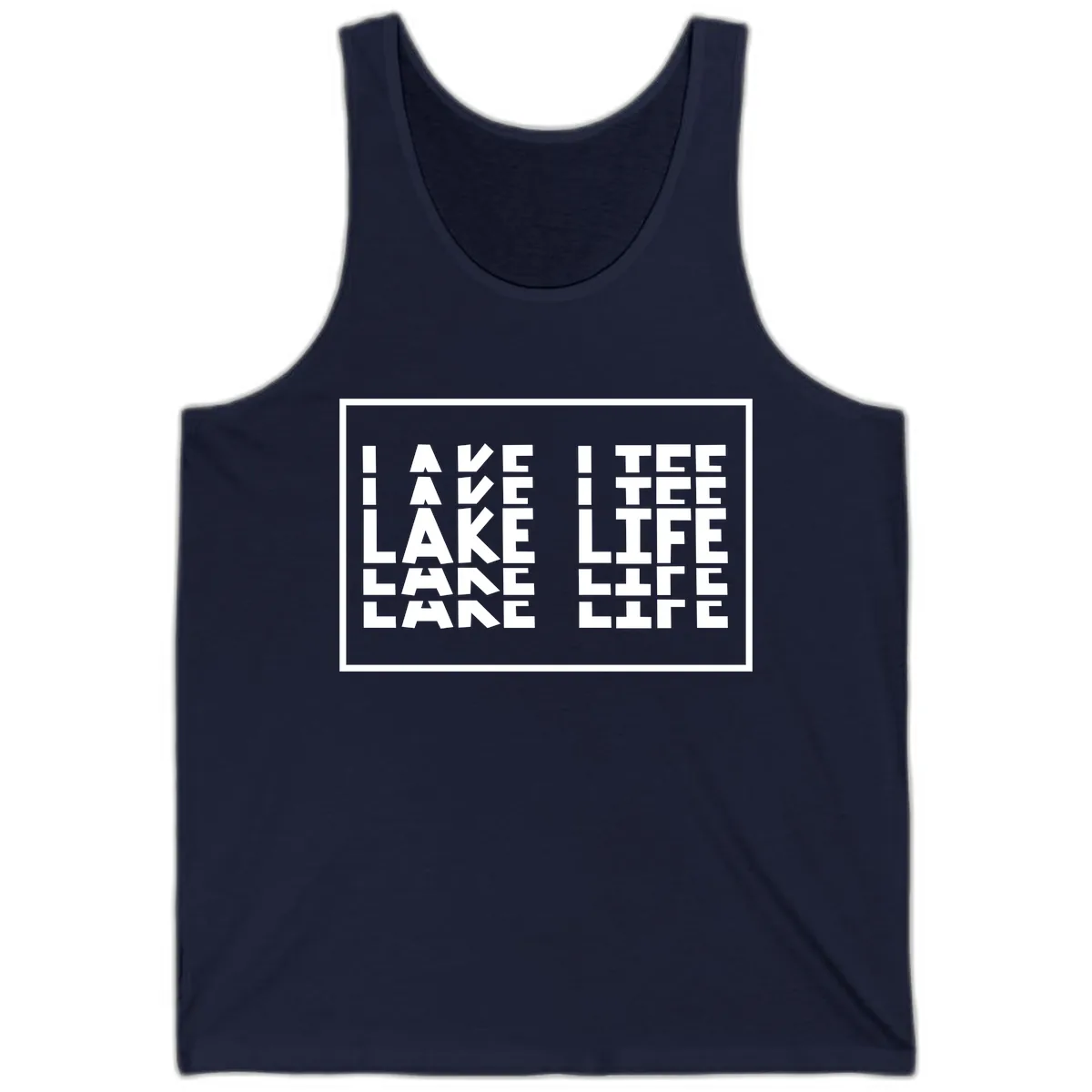 I Love Lake Life Typography Design Tank in Navy