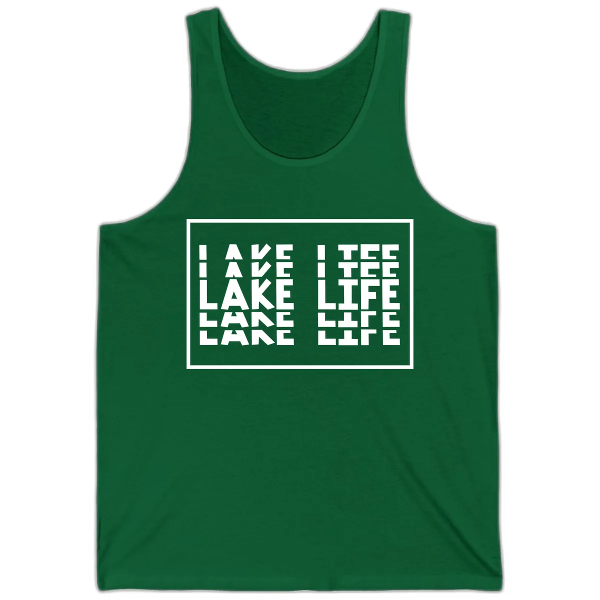 I Love Lake Life Typography Design Tank in Kelly