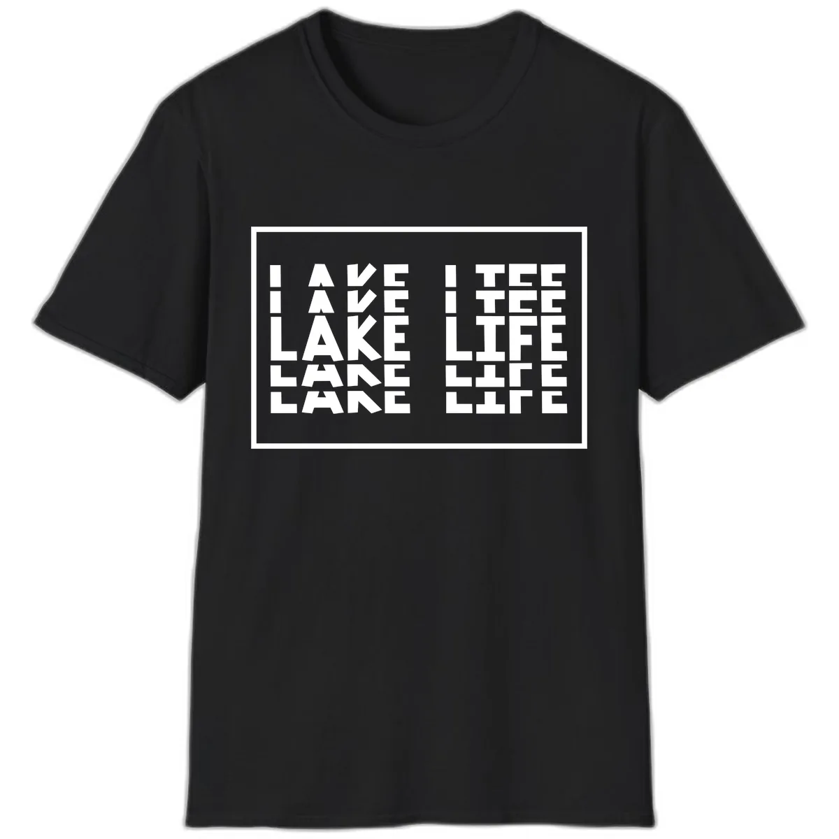 I Love Lake Life Typography Design T-Shirt in Black