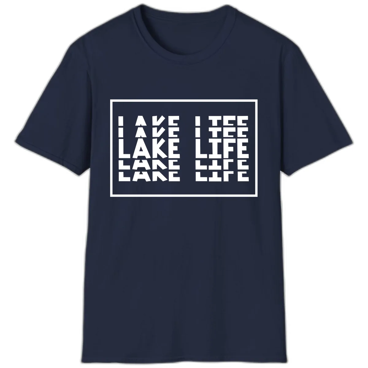 I Love Lake Life Typography Design T-Shirt in Navy