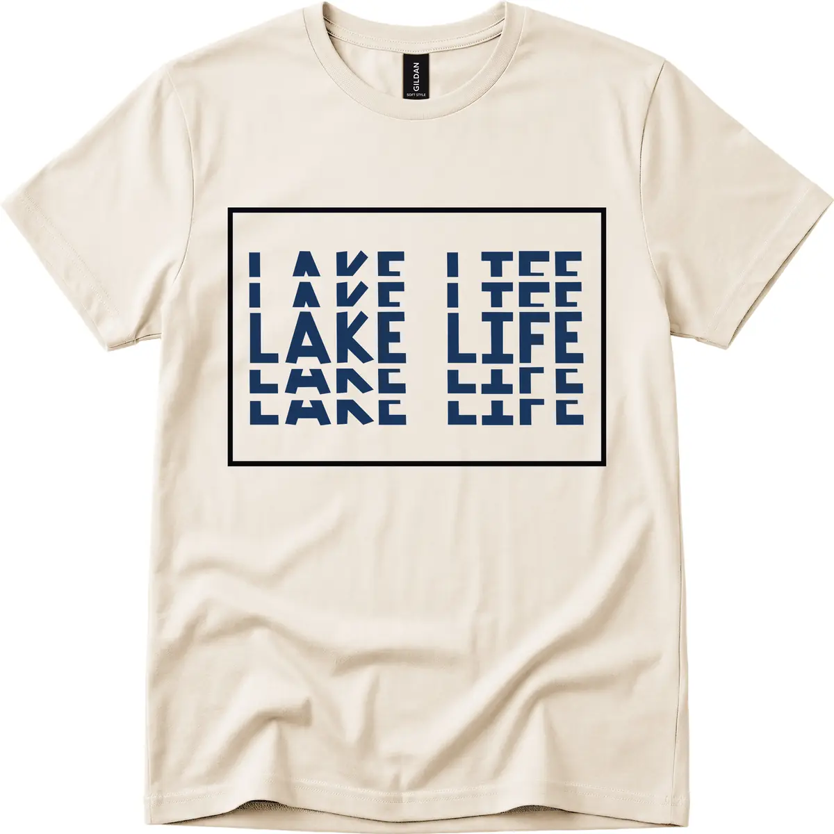 I Love Lake Life Typography Design T-Shirt in Natural