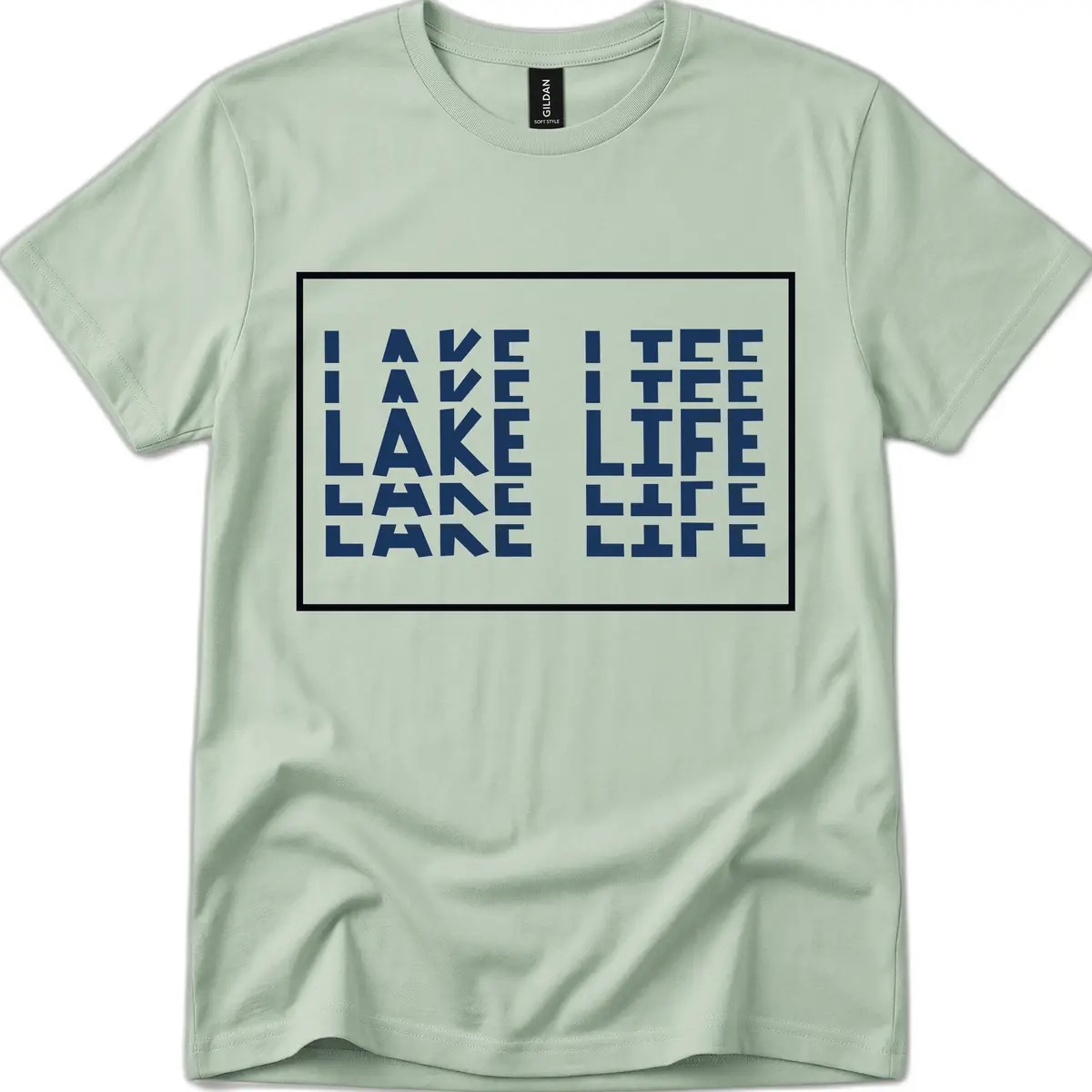 I Love Lake Life Typography Design T-Shirt in Sage