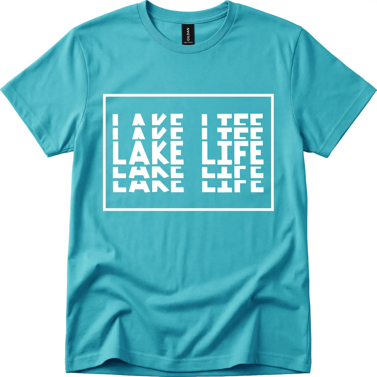 I Love Lake Life Typography Design T-Shirt in Tropical Blue