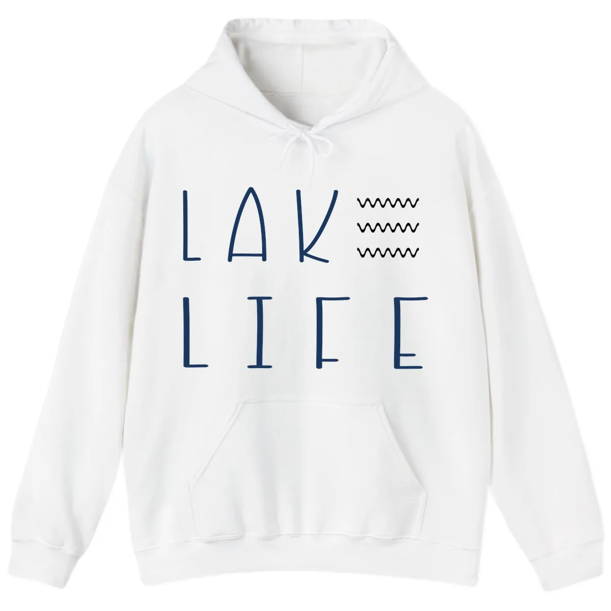 Lake Life Wavy Lines Hoodie in White