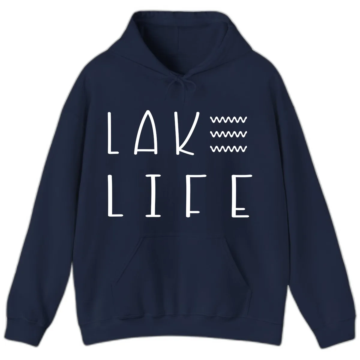Lake Life Wavy Lines Hoodie in Navy