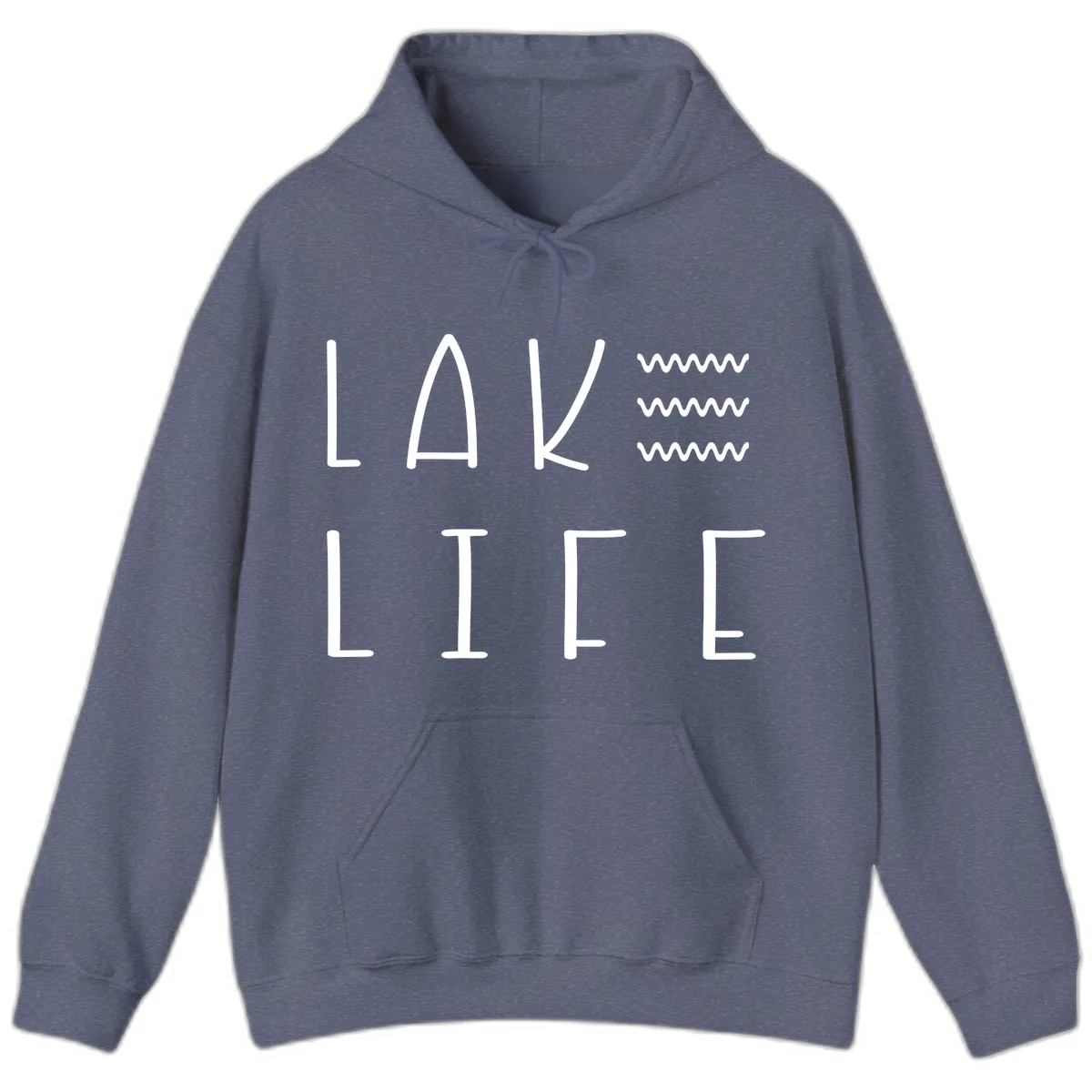 Lake Life Wavy Lines Hoodie in Heather Navy