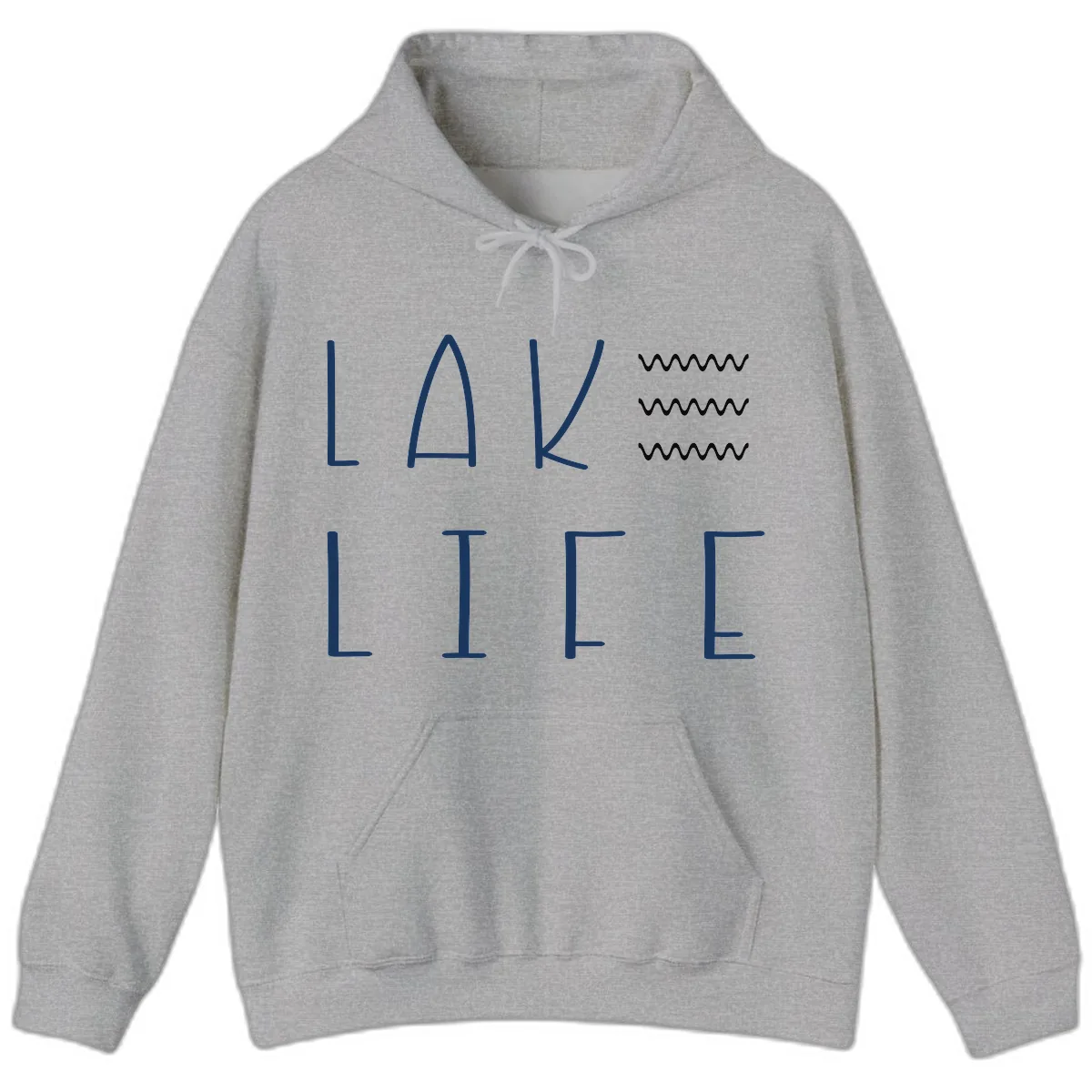 Lake Life Wavy Lines Hoodie in Sport Grey