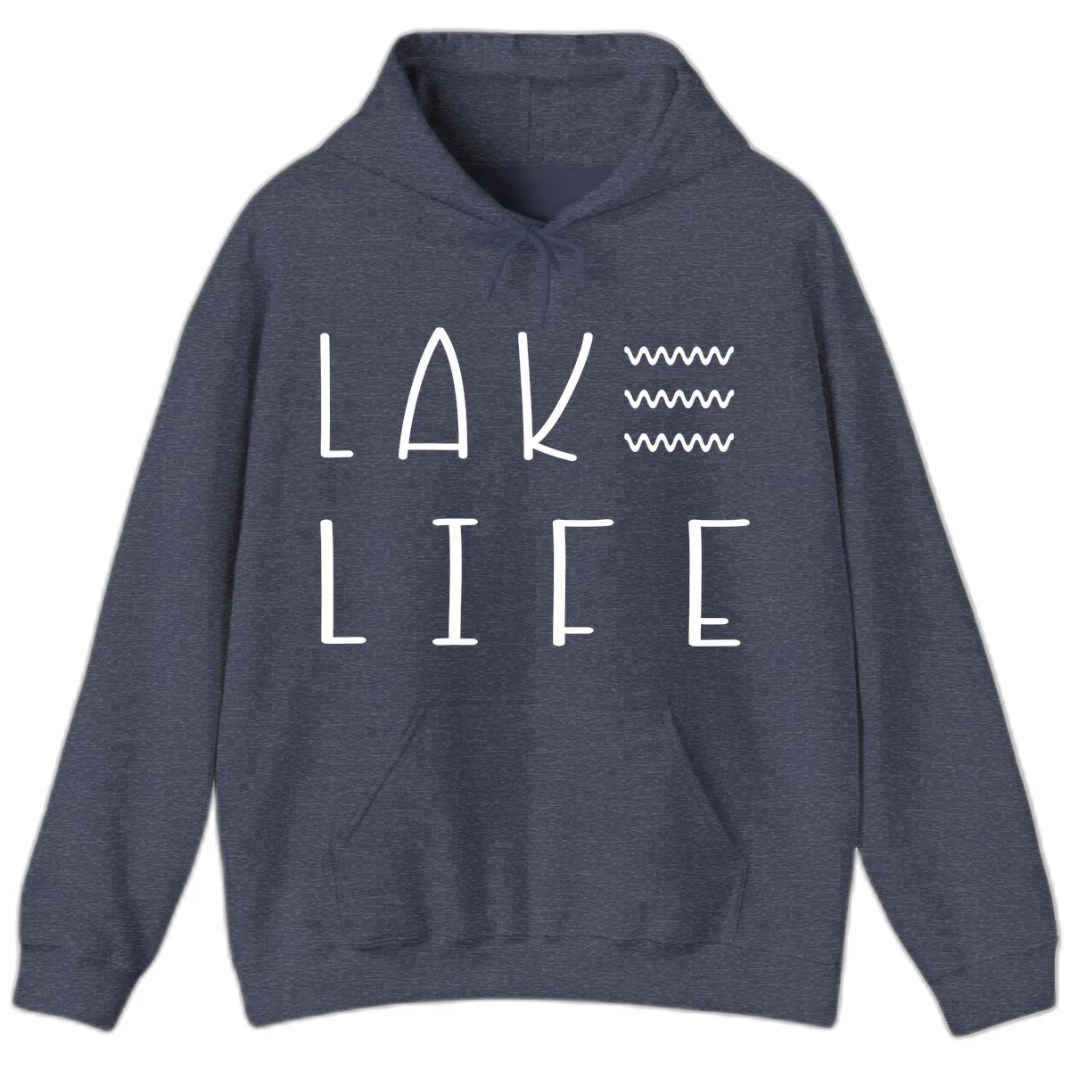 Lake Life Wavy Lines Hoodie in Heather Sport Dark Navy