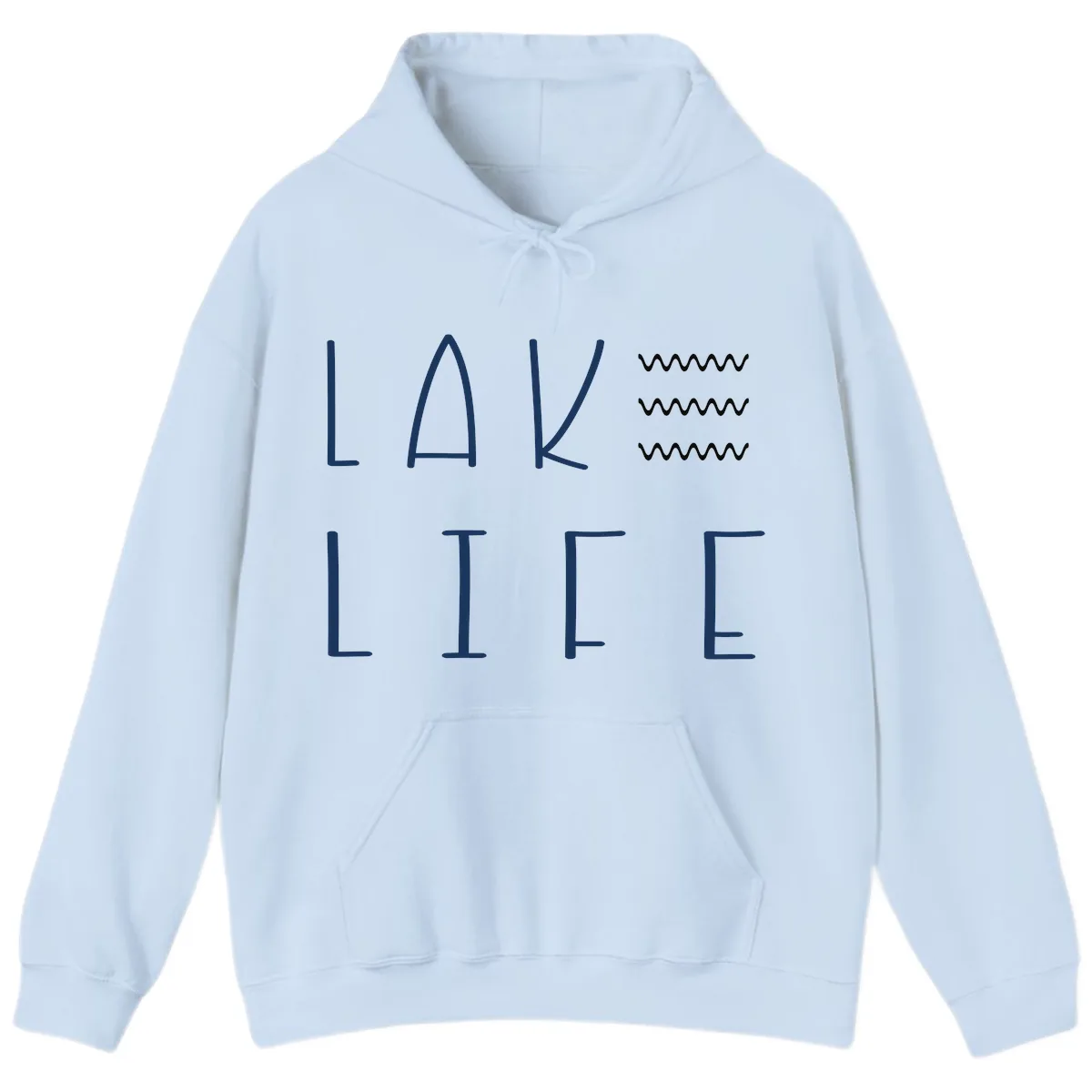 Lake Life Wavy Lines Hoodie in Light Blue