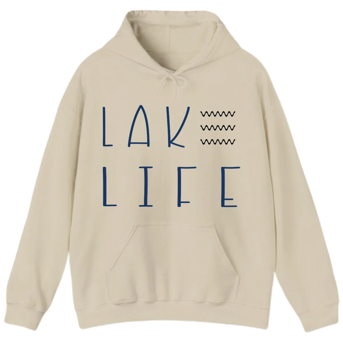Lake Life Wavy Lines Hoodie in Sand