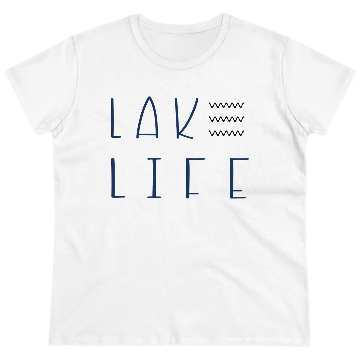 Lake Life Wavy Lines Ladies Tee in White