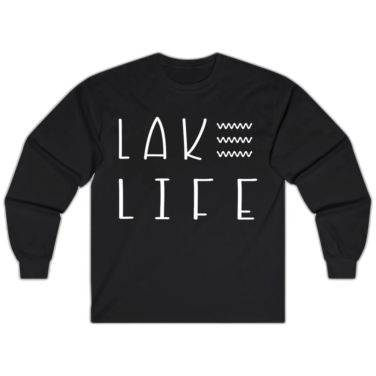 Lake Life Wavy Lines Long Sleeve in Black