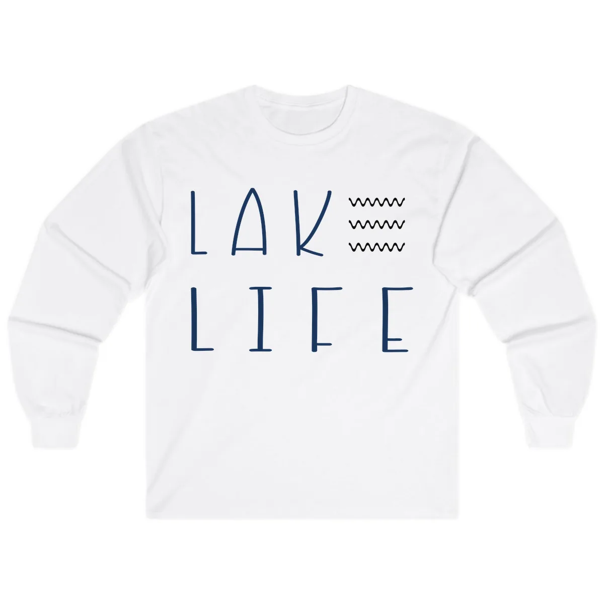 Lake Life Wavy Lines Long Sleeve in White
