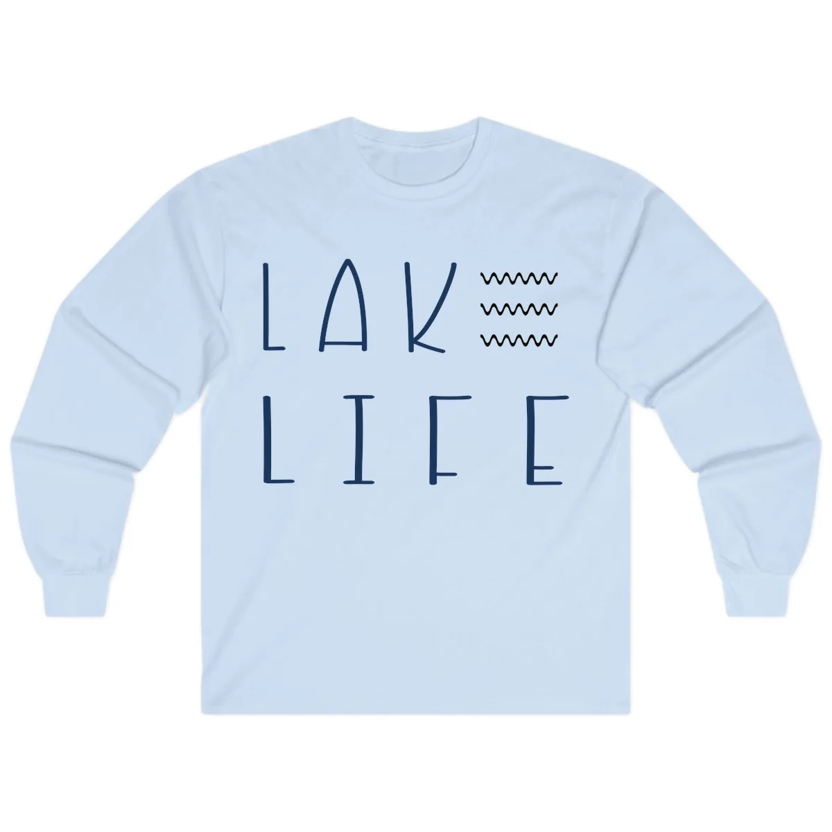 Lake Life Wavy Lines Long Sleeve in Light Blue
