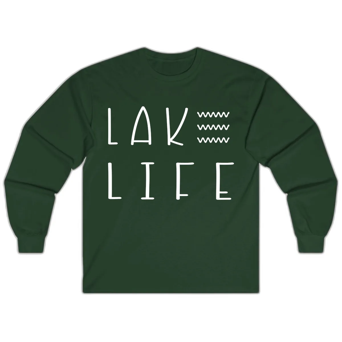 Lake Life Wavy Lines Long Sleeve in Forest Green