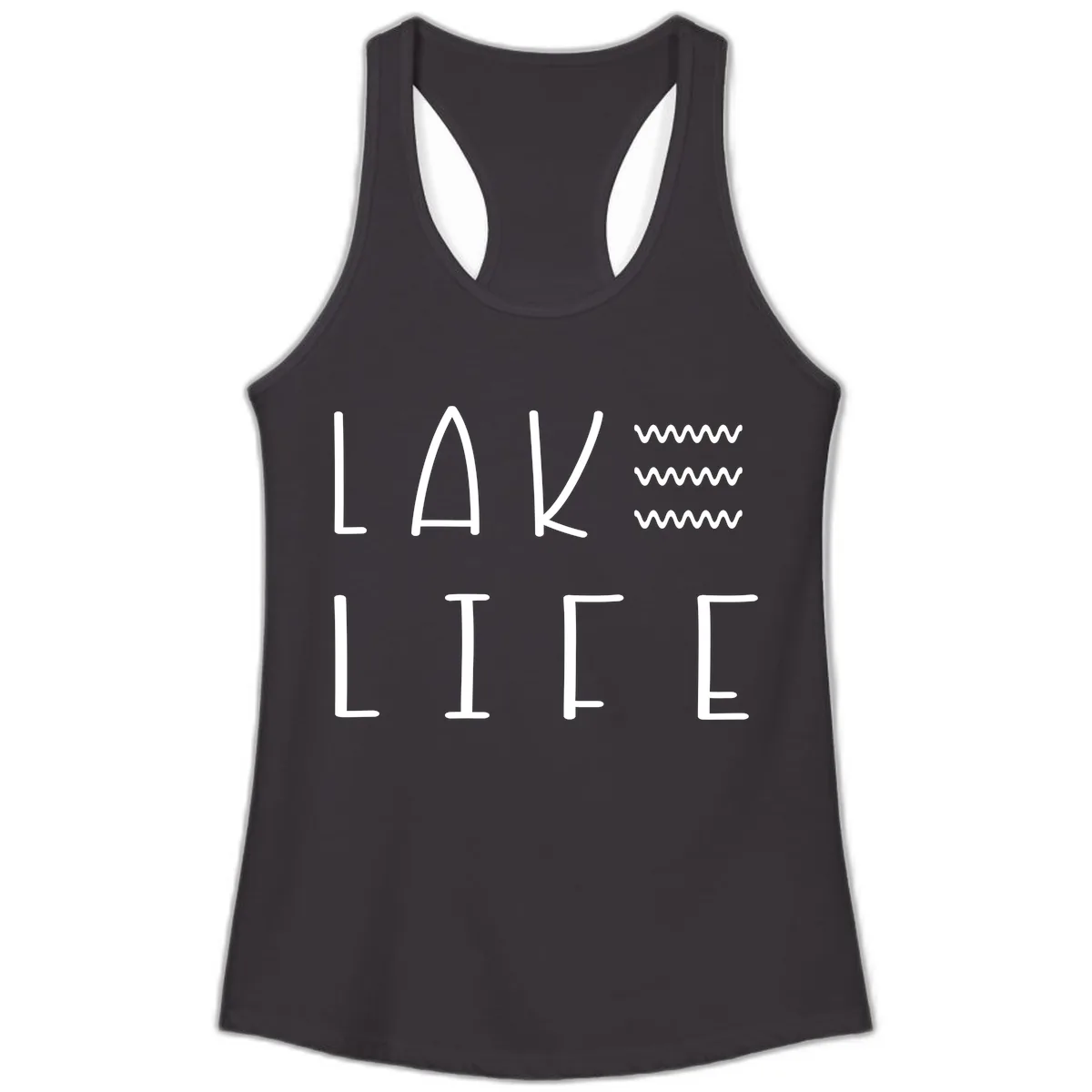 Lake Life Wavy Lines Ladies Tank in Black