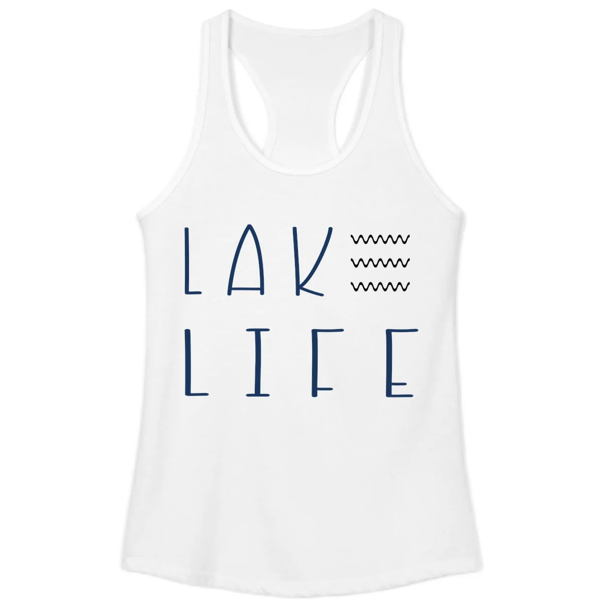 Lake Life Wavy Lines Ladies Tank in White