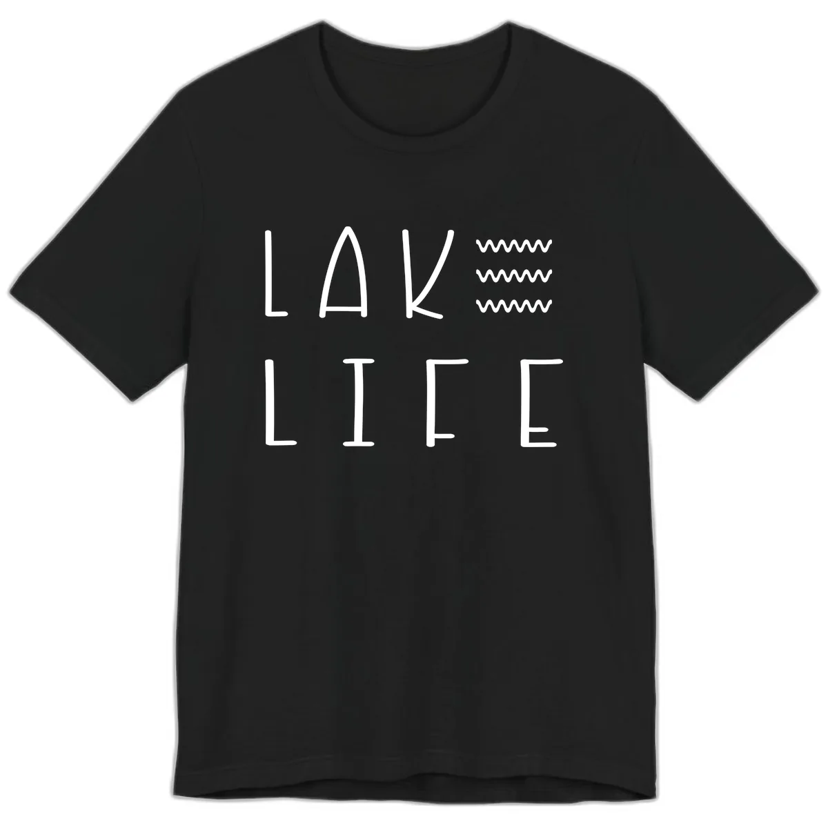 Lake Life Wavy Lines Premium T-Shirt in Black