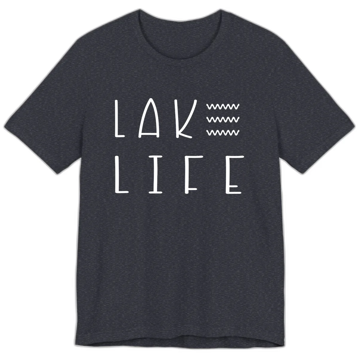 Lake Life Wavy Lines Premium T-Shirt in Heather Navy