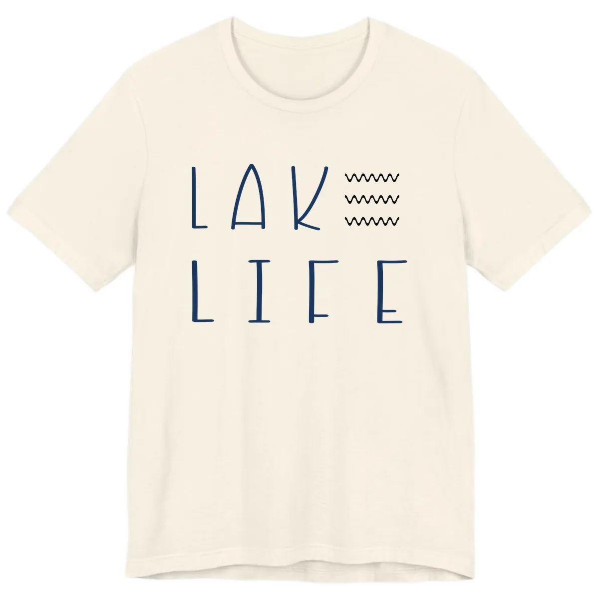 Lake Life Wavy Lines Premium T-Shirt in Natural