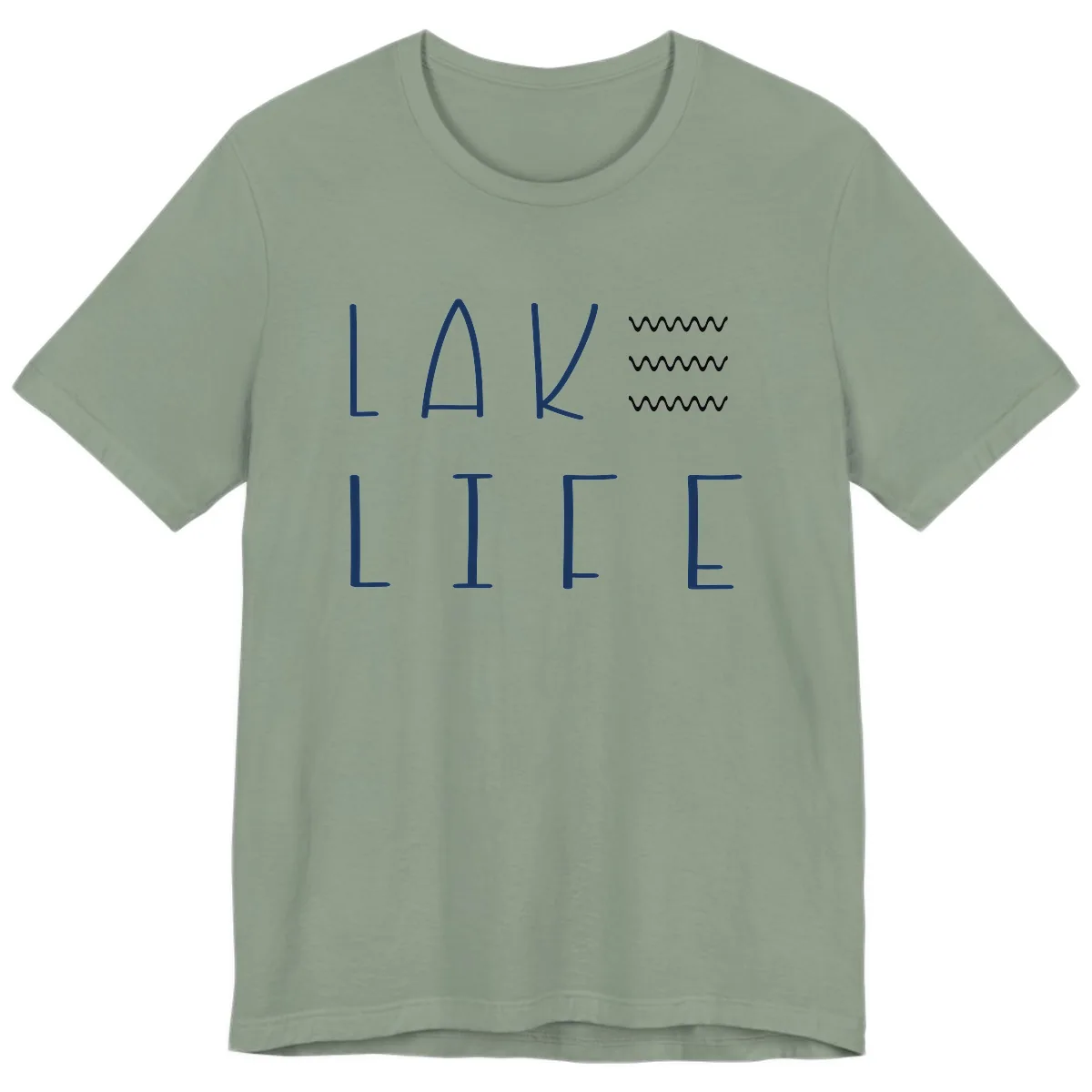 Lake Life Wavy Lines Premium T-Shirt in Sage