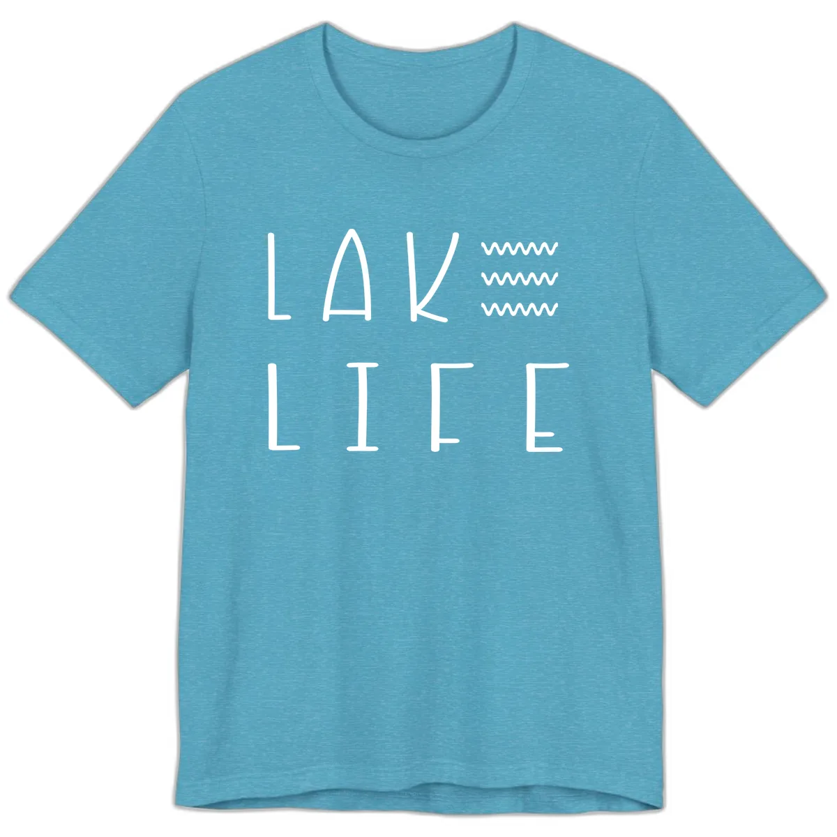 Lake Life Wavy Lines Premium T-Shirt in Heather Aqua
