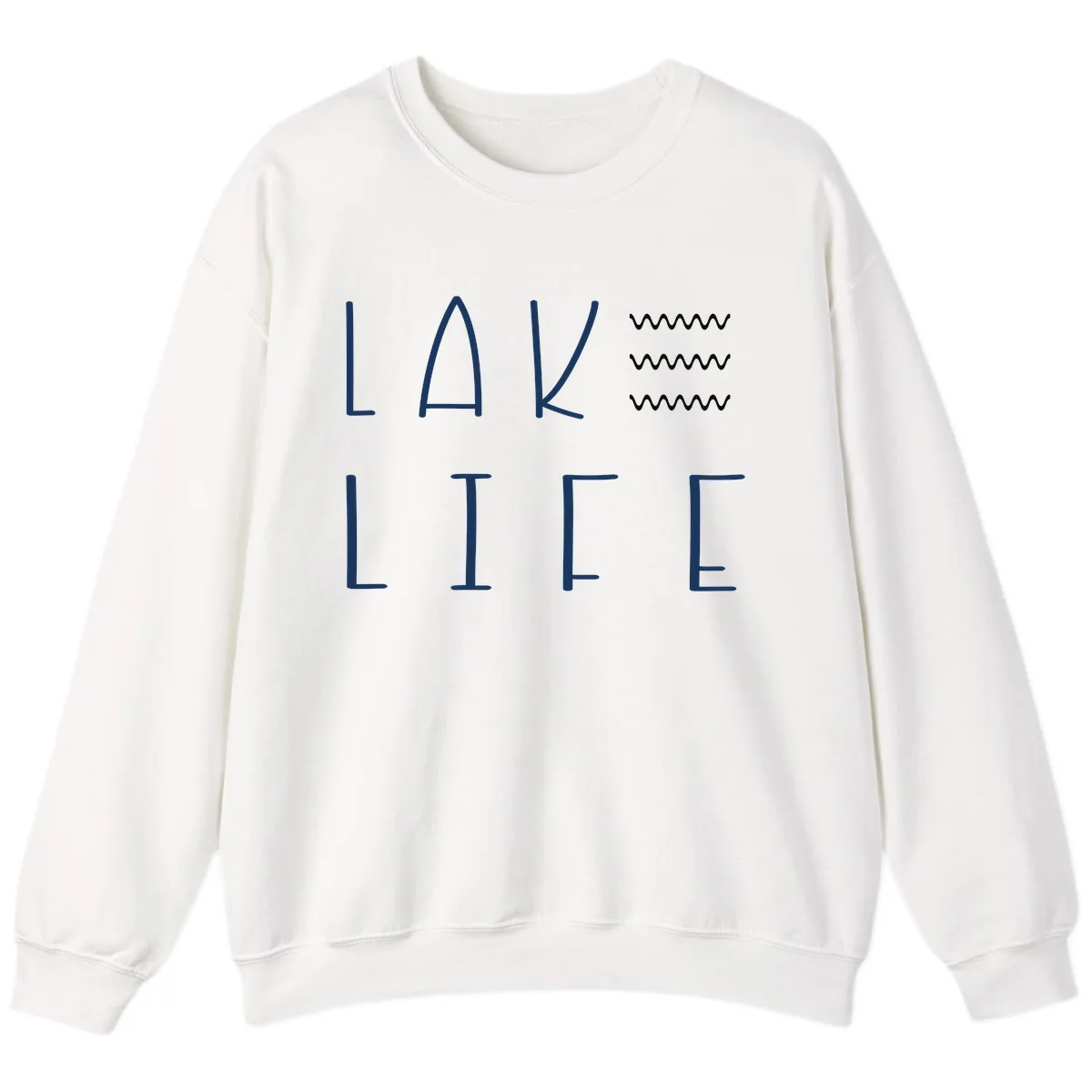 Lake Life Wavy Lines Sweatshirt in White