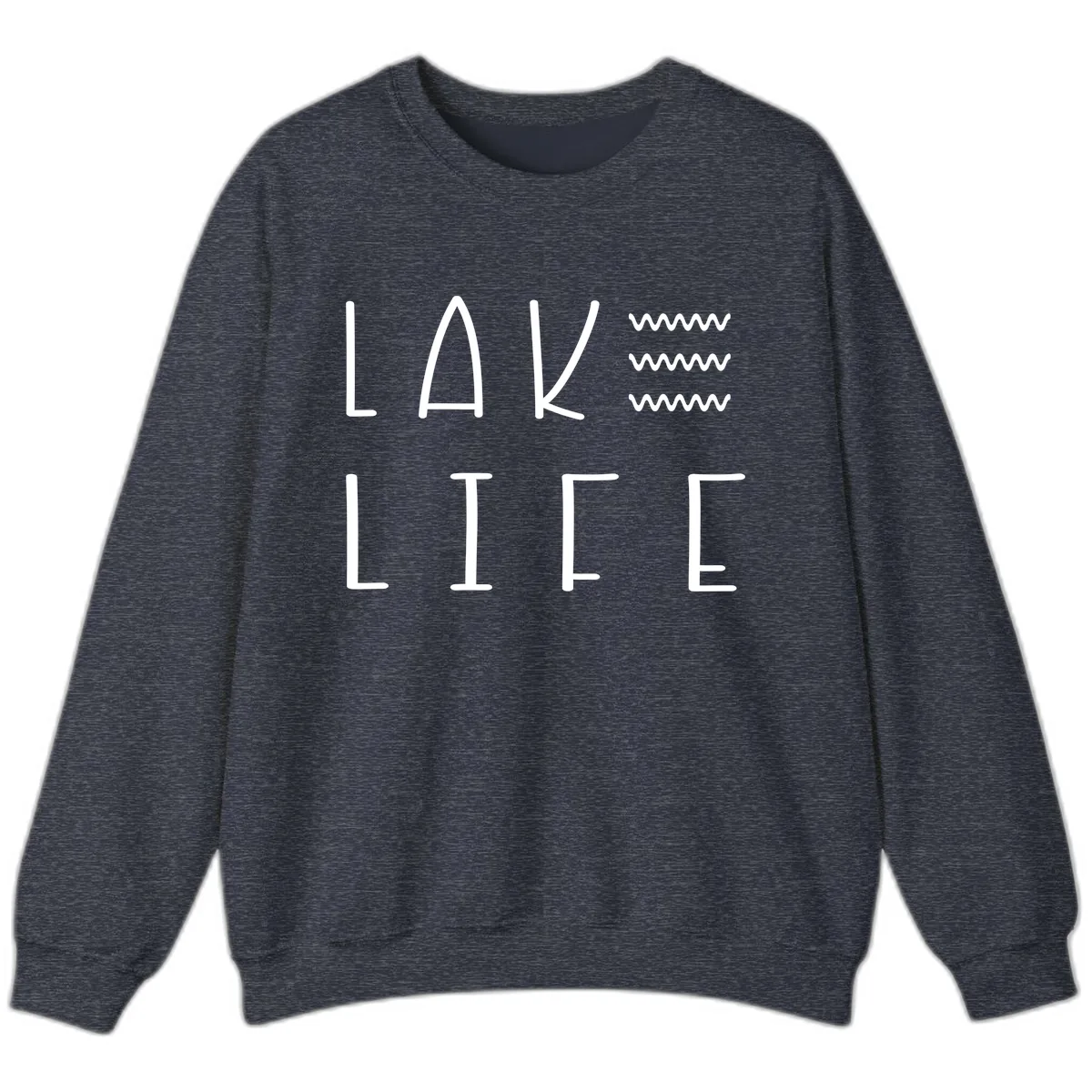 Lake Life Wavy Lines Sweatshirt in Heather Sport Dark Navy