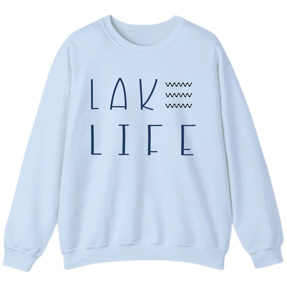 Lake Life Wavy Lines Sweatshirt in Light Blue