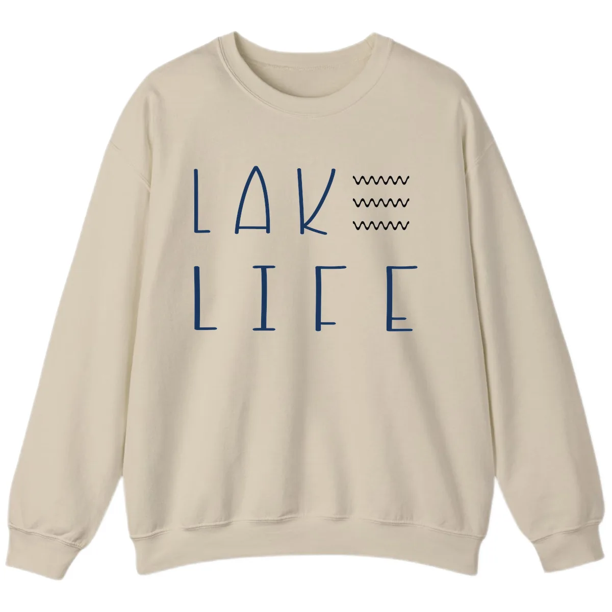 Lake Life Wavy Lines Sweatshirt in Sand