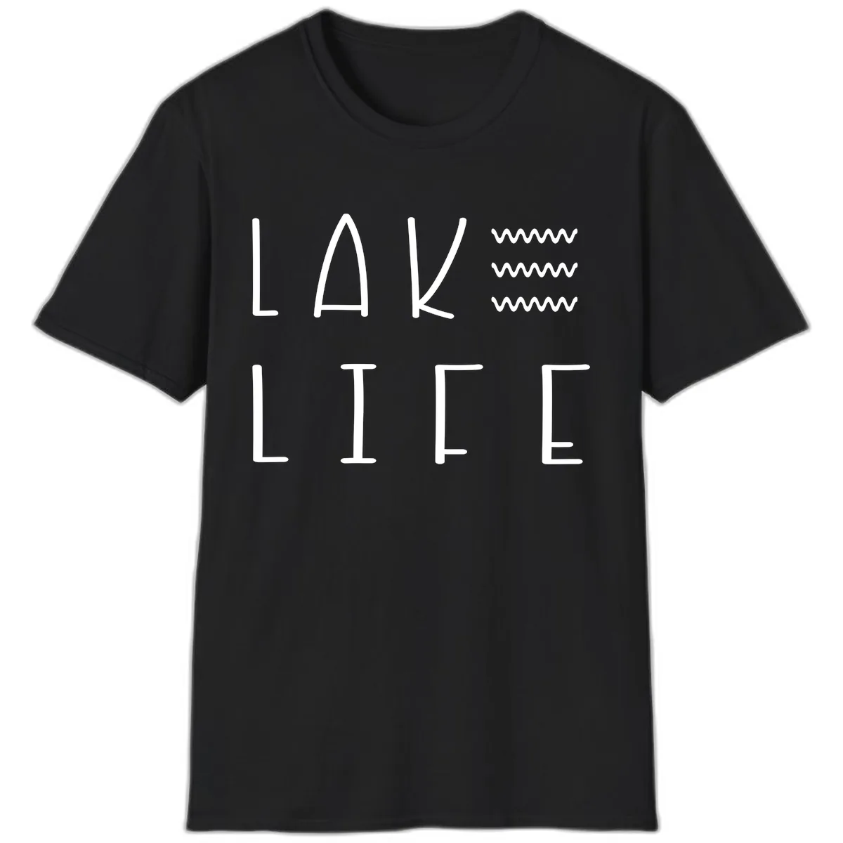 Lake Life Wavy Lines T-Shirt in Black