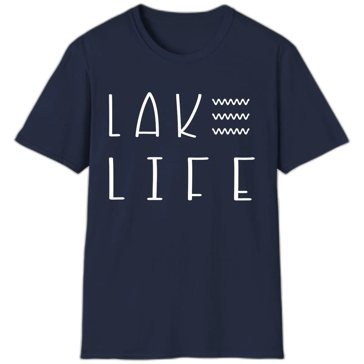 Lake Life Wavy Lines T-Shirt in Navy