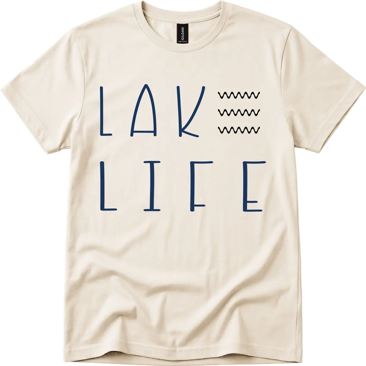 Lake Life Wavy Lines T-Shirt in Natural