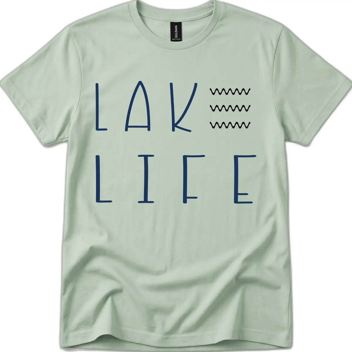 Lake Life Wavy Lines T-Shirt in Sage