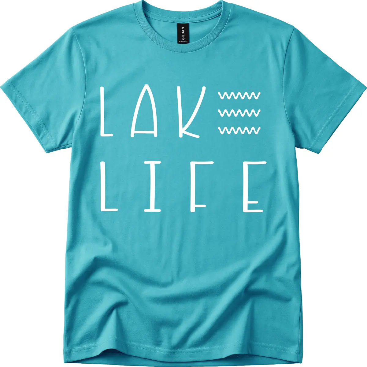 Lake Life Wavy Lines T-Shirt in Tropical Blue
