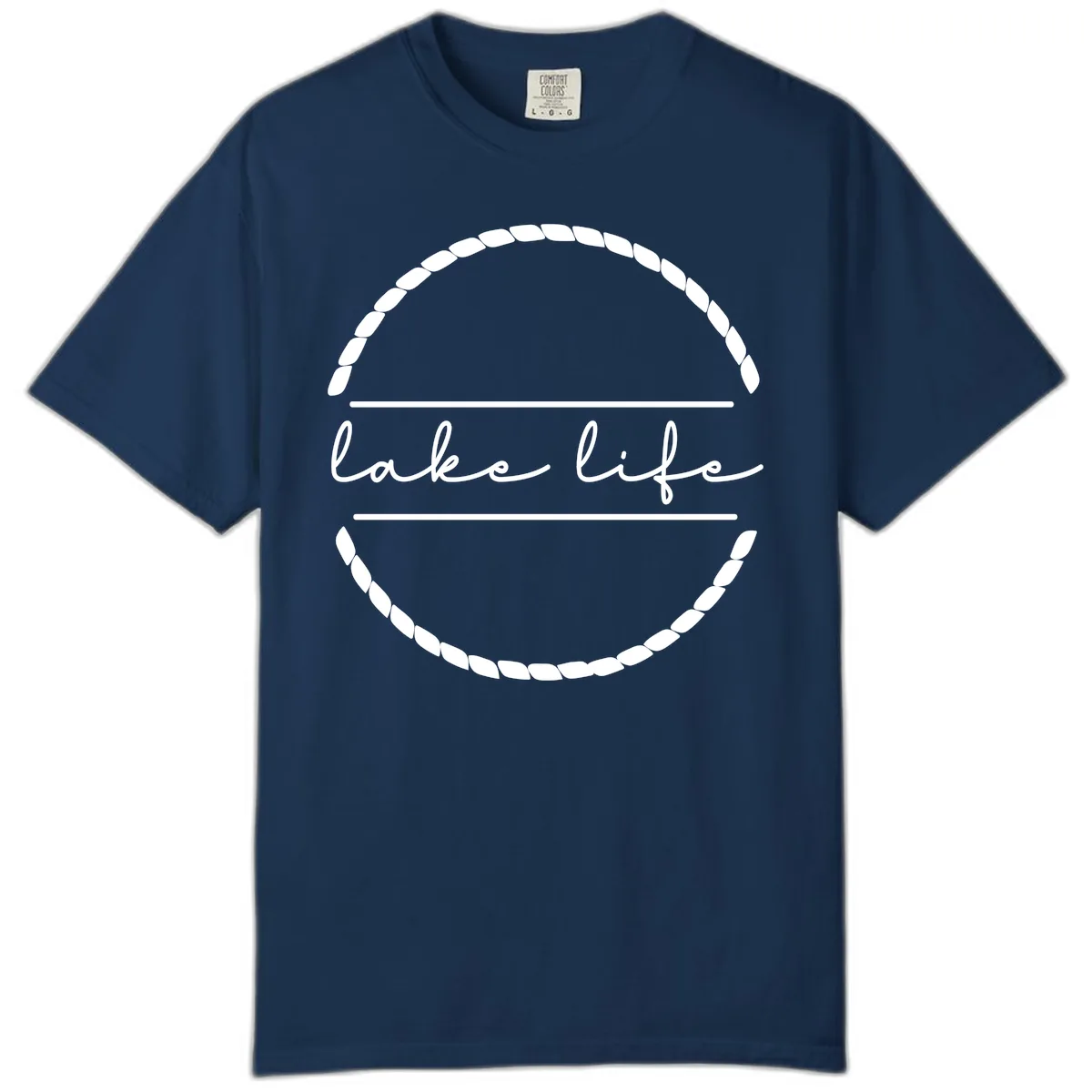 Lake Life Rope Circle Design Comfort Color in Navy