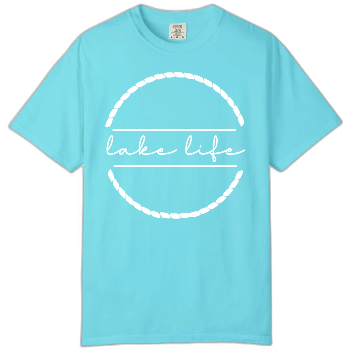Lake Life Rope Circle Design Comfort Color in Lagoon Blue