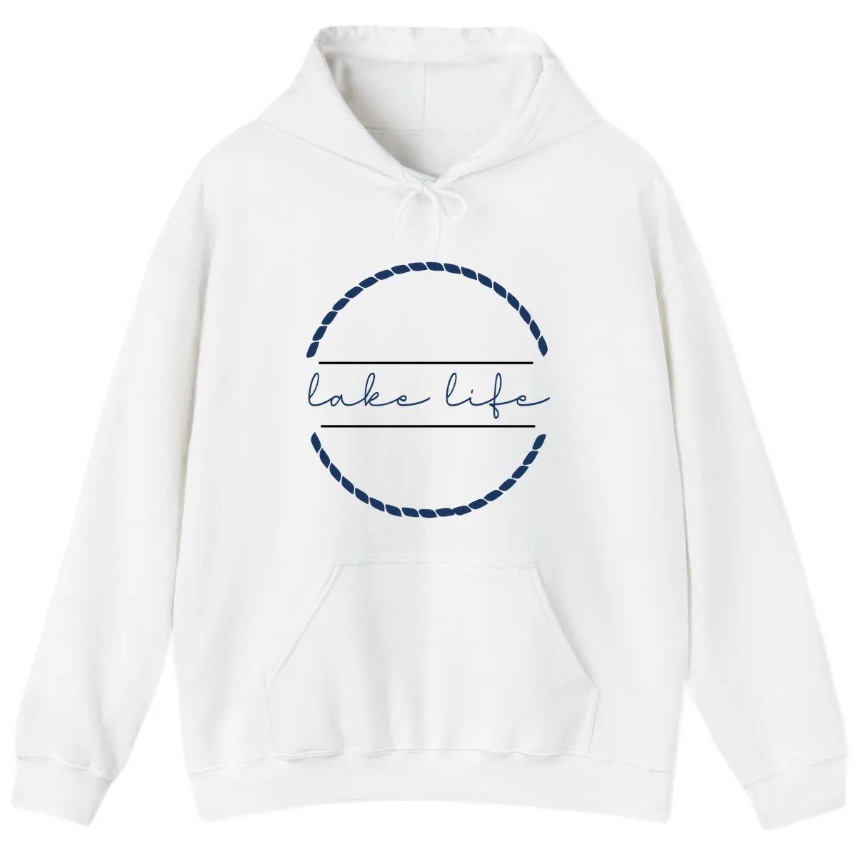 Lake Life Rope Circle Design Hoodie in White