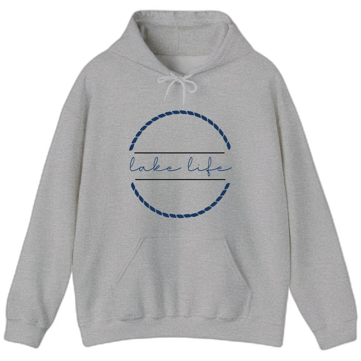 Lake Life Rope Circle Design Hoodie in Sport Grey
