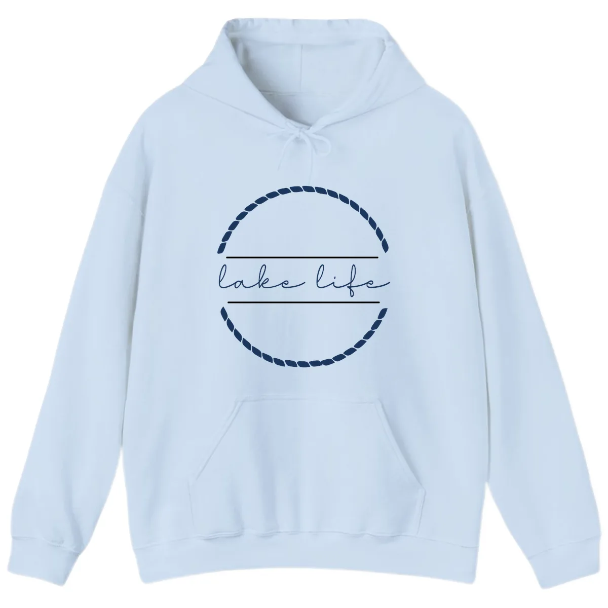 Lake Life Rope Circle Design Hoodie in Light Blue