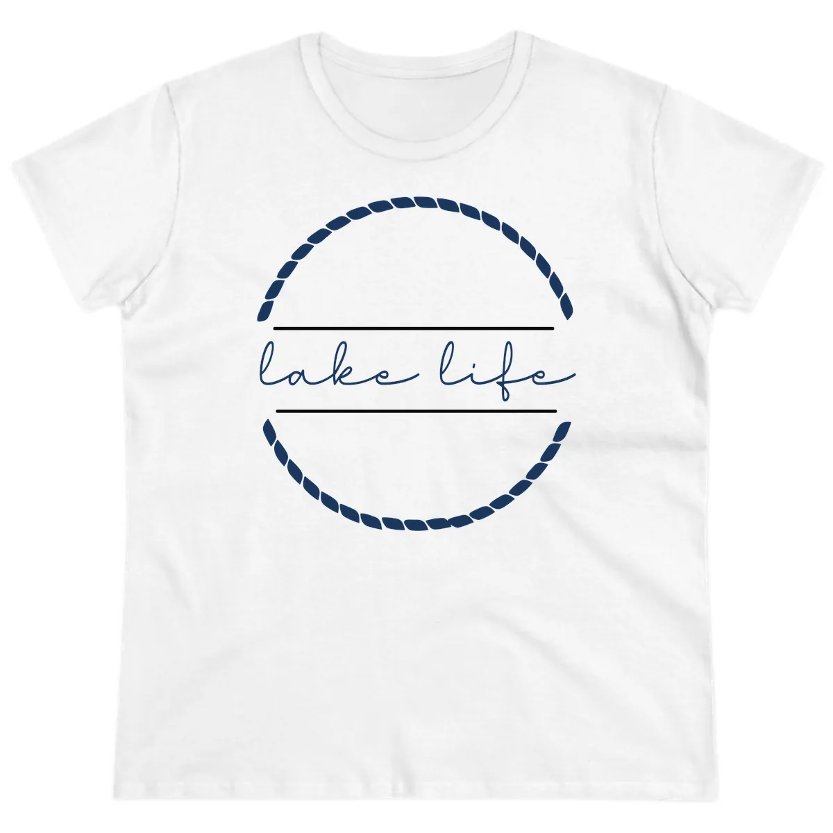 Lake Life Rope Circle Design Ladies Tee in White