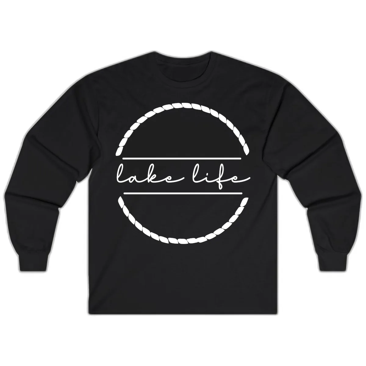 Lake Life Rope Circle Design Long Sleeve in Black