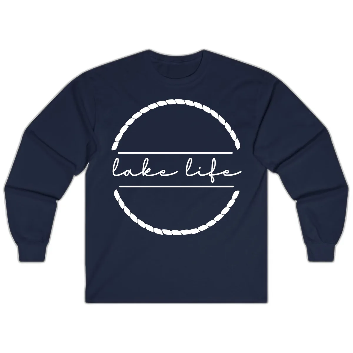 Lake Life Rope Circle Design Long Sleeve in Navy