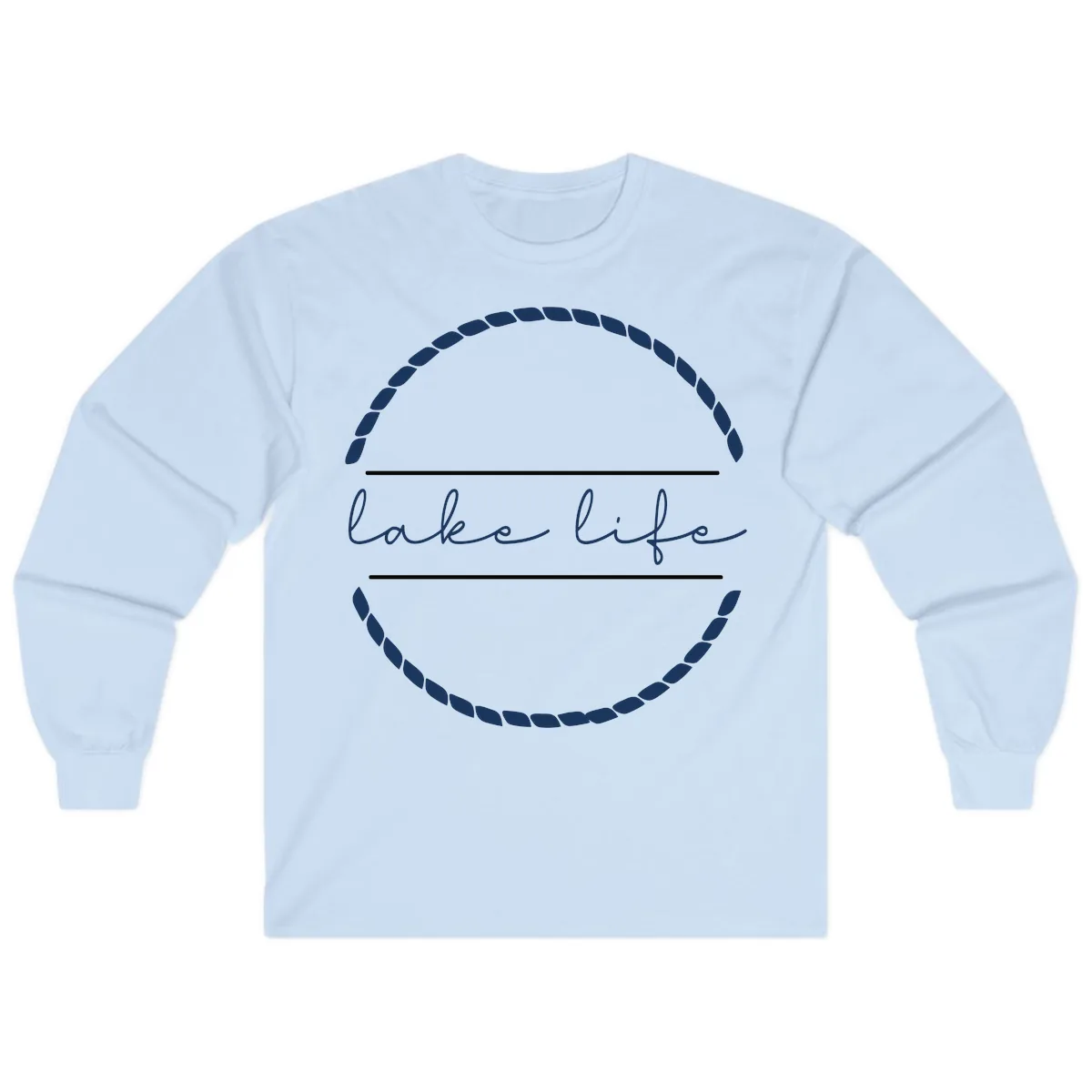 Lake Life Rope Circle Design Long Sleeve in Light Blue