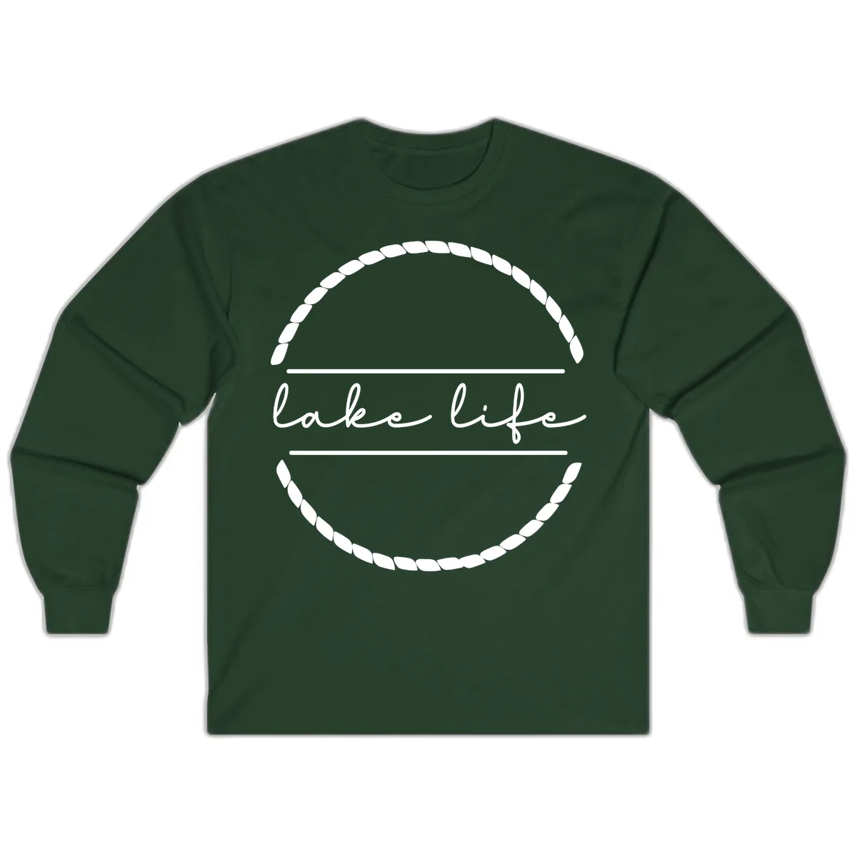 Lake Life Rope Circle Design Long Sleeve in Forest Green