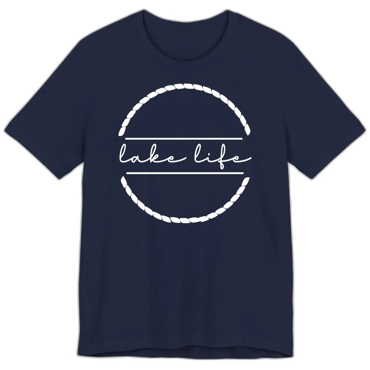 Lake Life Rope Circle Design Premium T-Shirt in Navy